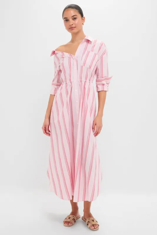 Red Stripe Falling Off the Shoulder Midi Dress sold by Tuckernuck