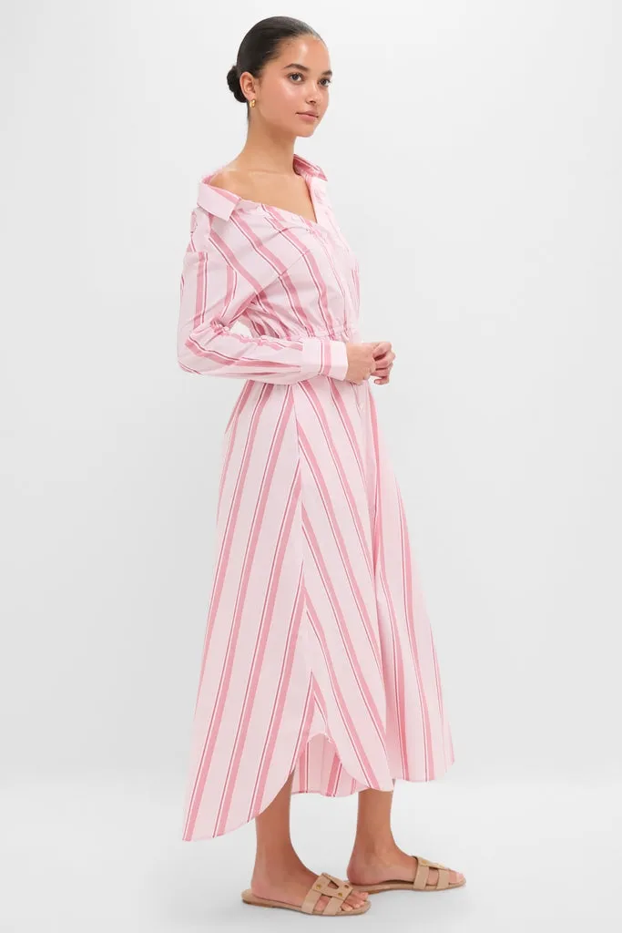 Red Stripe Falling Off the Shoulder Midi Dress sold by Tuckernuck product image thumbnail 3