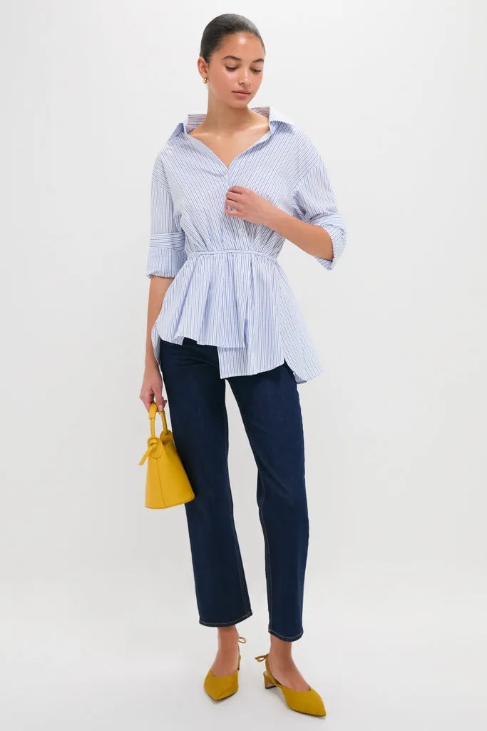 Blue Stripe Falling Off the Shoulder Shirt sold by Tuckernuck product image thumbnail 2