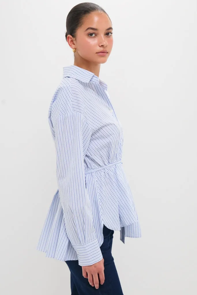 Blue Stripe Falling Off the Shoulder Shirt sold by Tuckernuck product image thumbnail 3
