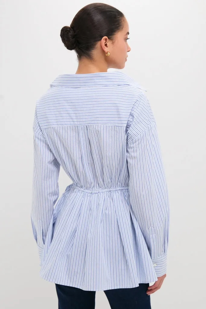 Blue Stripe Falling Off the Shoulder Shirt sold by Tuckernuck product image thumbnail 4