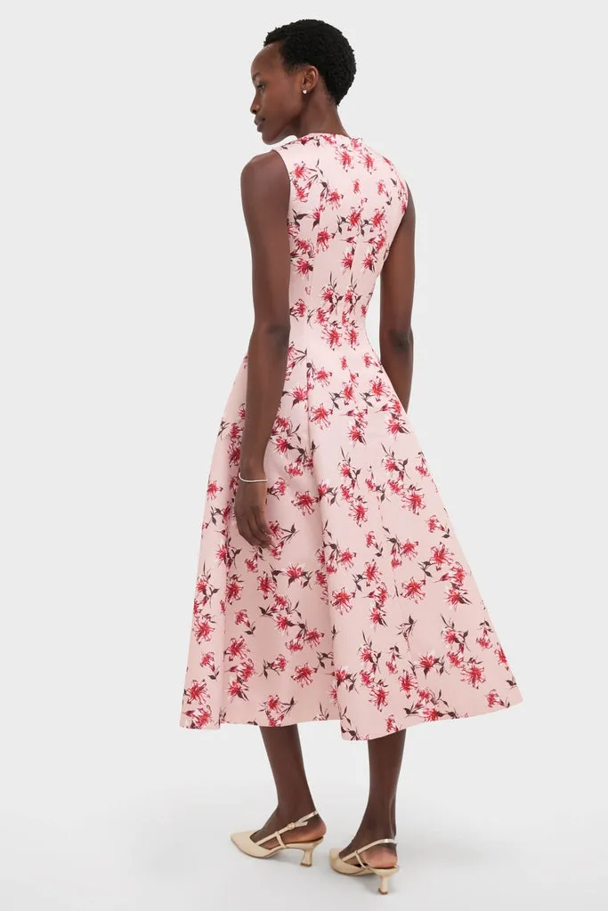 Red Summer Lillies on Pink Mara Midi Dress sold by Tuckernuck product image thumbnail 4