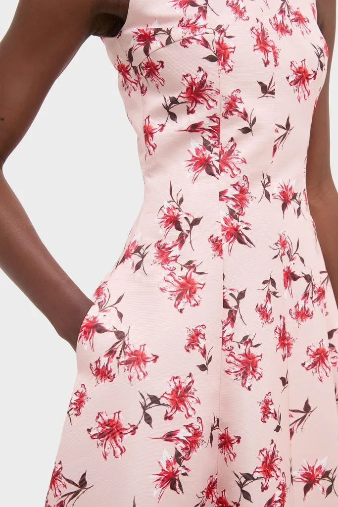 Red Summer Lillies on Pink Mara Midi Dress sold by Tuckernuck product image thumbnail 5
