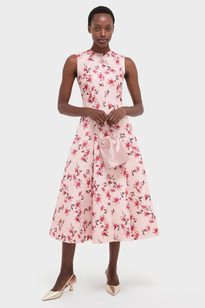 Red Summer Lillies on Pink Mara Midi Dress sold by Tuckernuck product image thumbnail 2