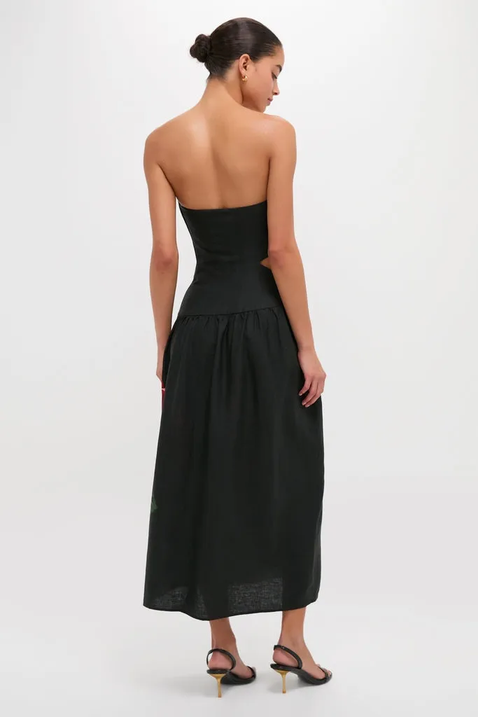 Rosalia Placed Black Artisanal Strapless Midi Dress sold by Tuckernuck product image thumbnail 4