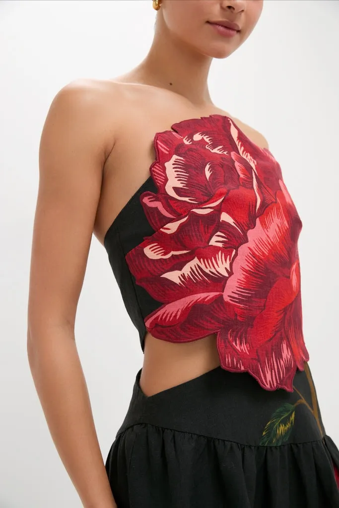 Rosalia Placed Black Artisanal Strapless Midi Dress sold by Tuckernuck product image thumbnail 5