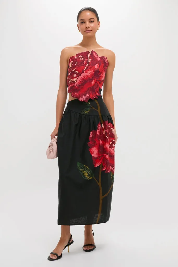 Rosalia Placed Black Artisanal Strapless Midi Dress sold by Tuckernuck product image thumbnail 2
