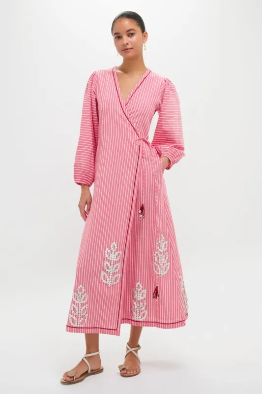 Red Stripe Sofia Robe Midi Dress sold by Tuckernuck