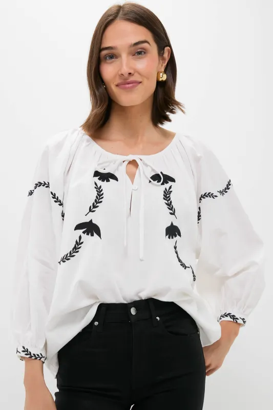 Salt Organic Lucy Dove Embroidery Blouse sold by Tuckernuck