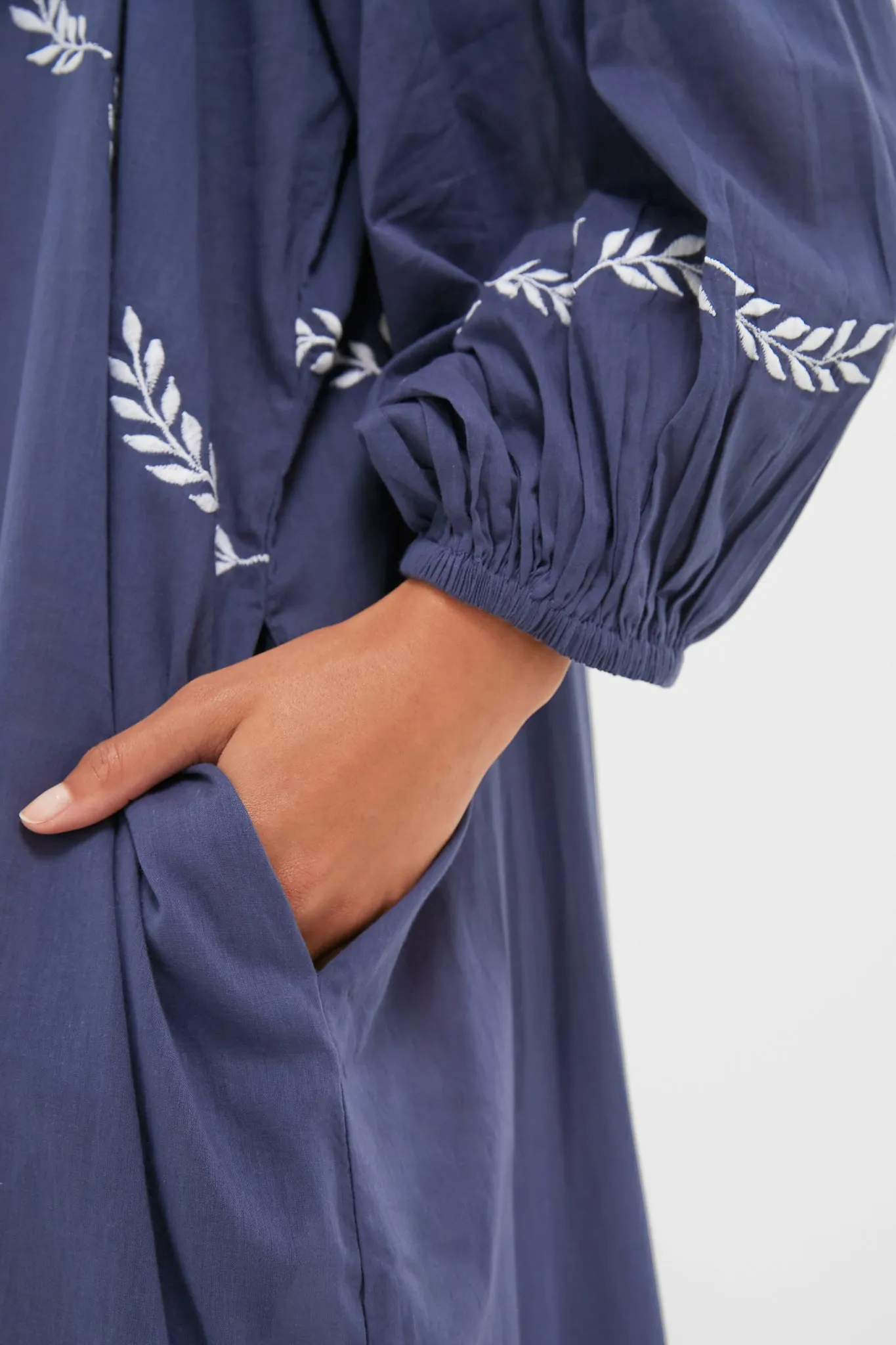 White Dove Embroidery Blue Indigo Organic Folk Maxi Dress sold by Tuckernuck product image thumbnail 5