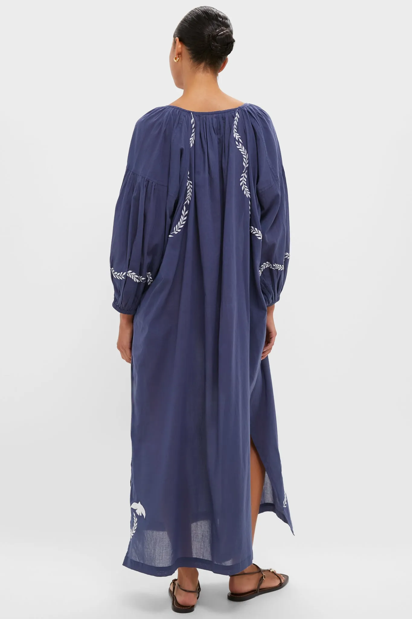 White Dove Embroidery Blue Indigo Organic Folk Maxi Dress sold by Tuckernuck product image thumbnail 4