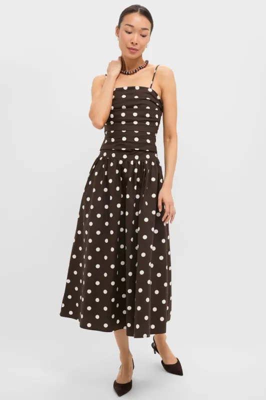 Brown Ivory Polka Dot Lainey Midi Dress sold by Tuckernuck