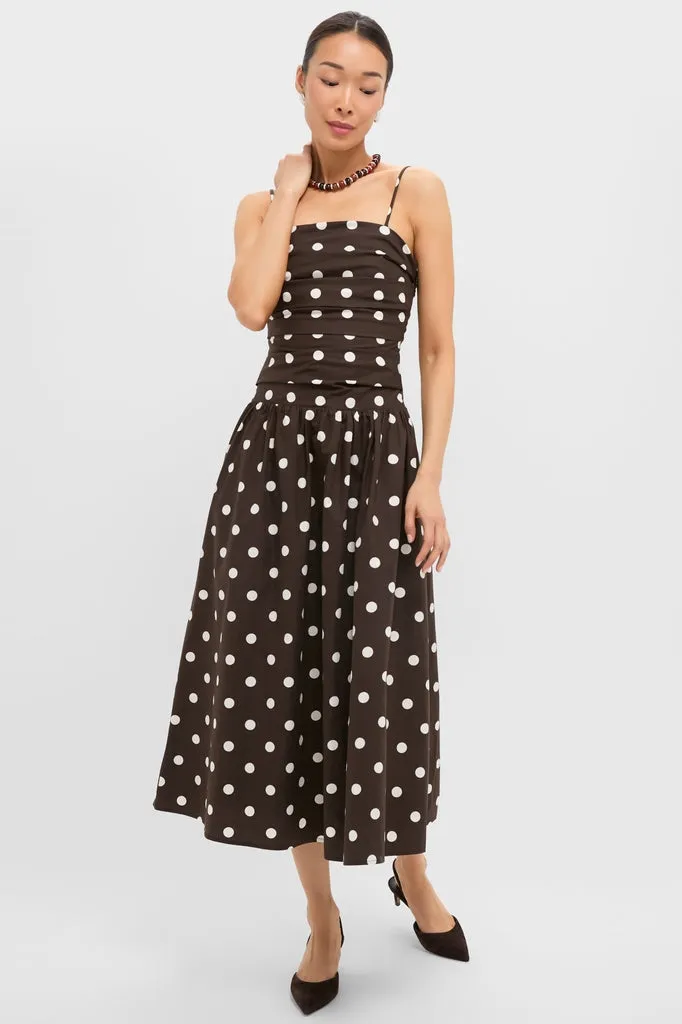 Brown Ivory Polka Dot Lainey Midi Dress sold by Tuckernuck
