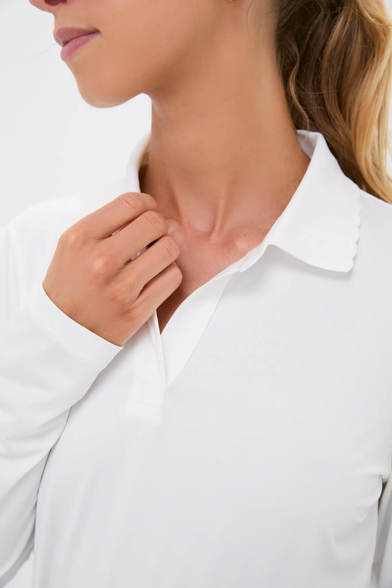 White Long Sleeve Performance Jersey Caroline Polo sold by Tuckernuck product image thumbnail 5