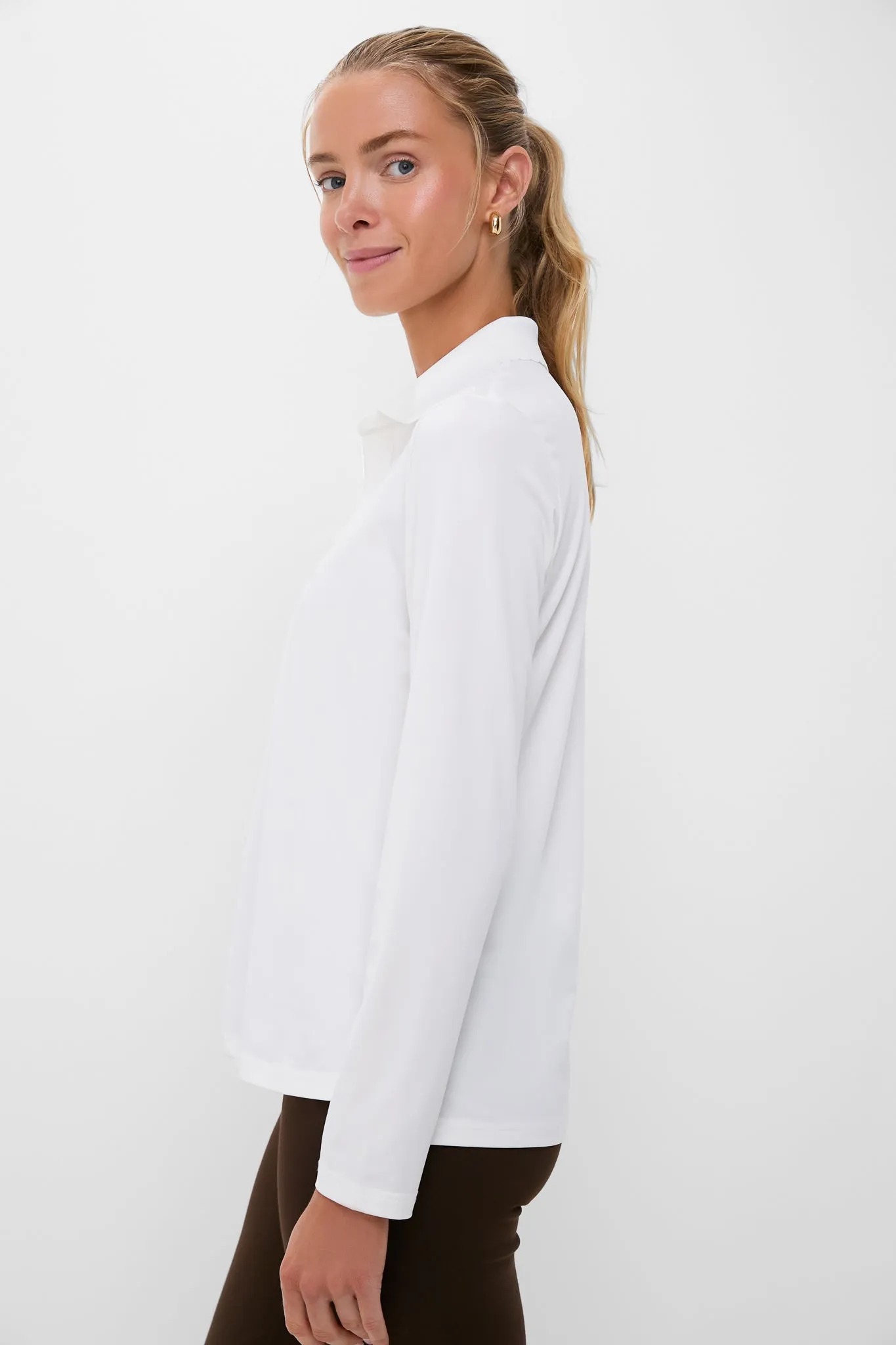 White Long Sleeve Performance Jersey Caroline Polo sold by Tuckernuck product image thumbnail 3