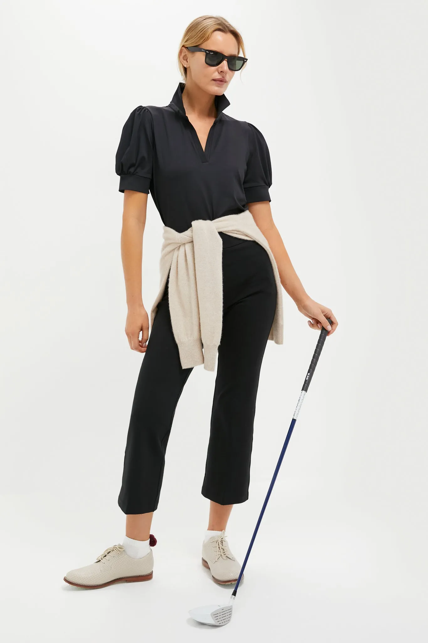 Black Puff Sleeve Performance Jersey Caroline Polo sold by Tuckernuck product image thumbnail 2