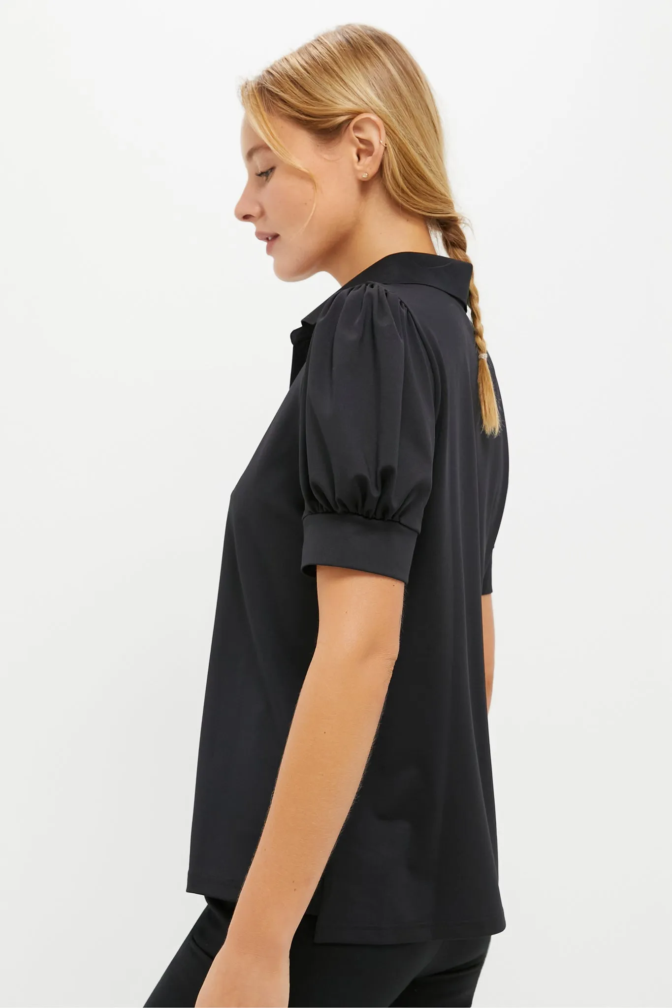 Black Puff Sleeve Performance Jersey Caroline Polo sold by Tuckernuck product image thumbnail 3