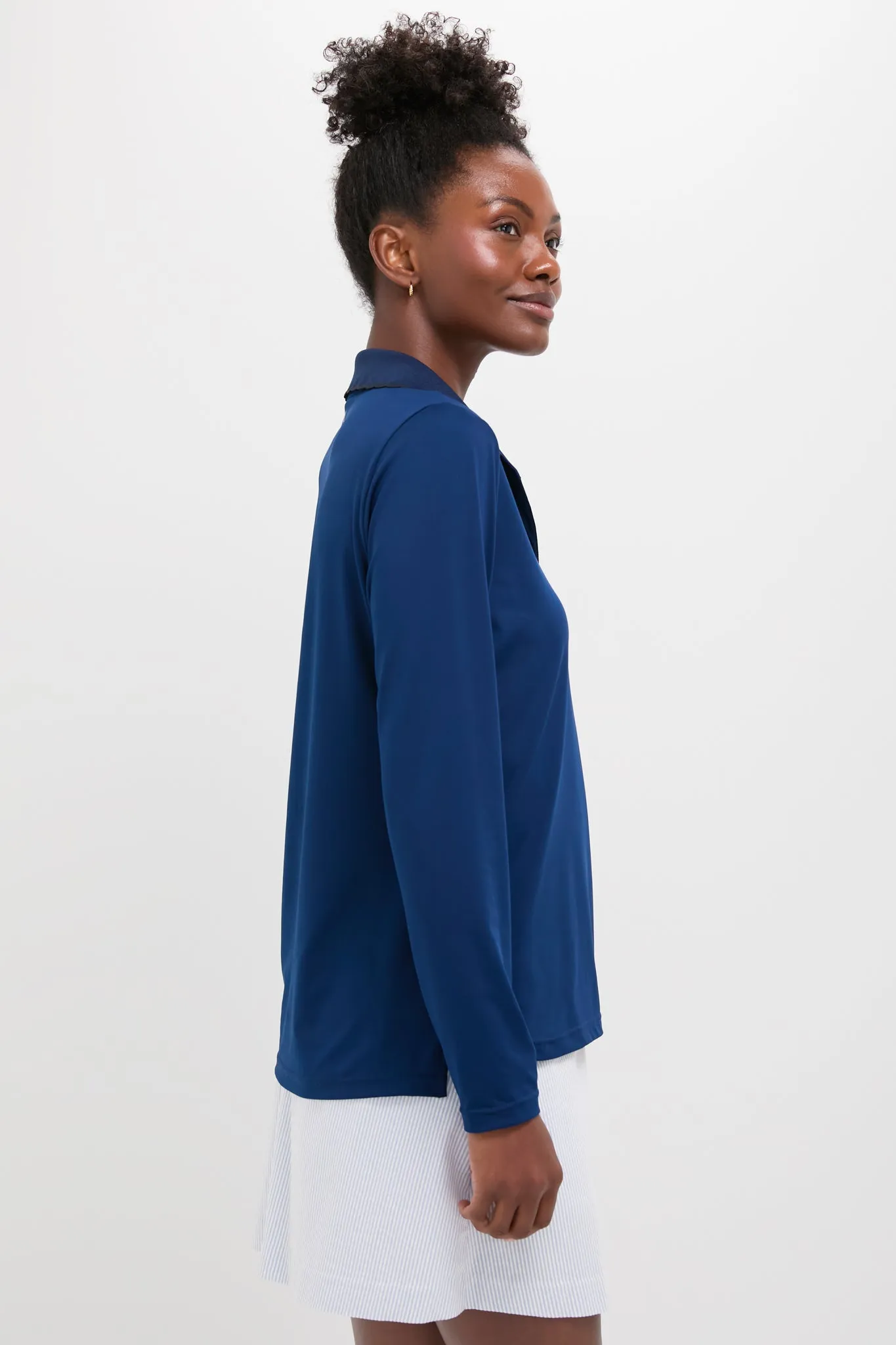 Navy Long Sleeve Performance Jersey Caroline Polo sold by Tuckernuck product image thumbnail 3