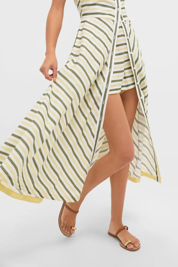 Green and Yellow Stripe Halter Button Down Mirabel Dress and Short Set sold by Tuckernuck product image thumbnail 5