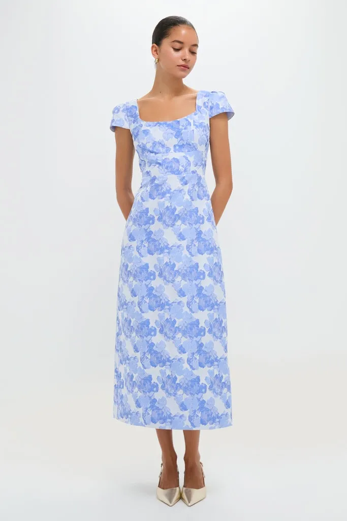 Pale Blue Jacquard Archibald Maxi Dress sold by Tuckernuck