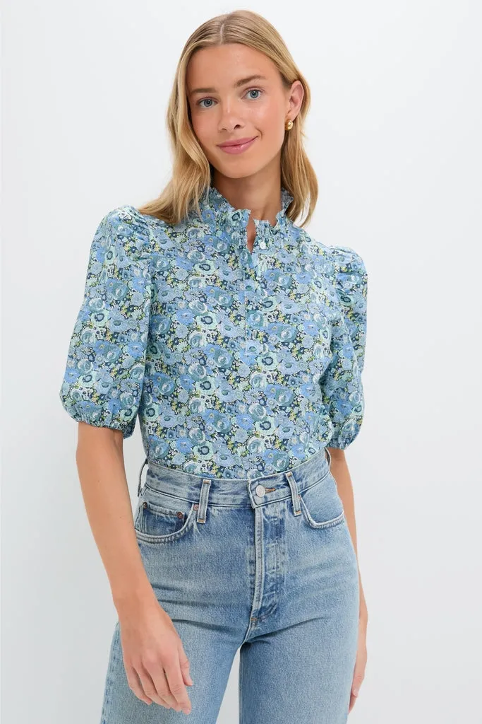 Blue Ditsy Floral Florence Blouse sold by Tuckernuck