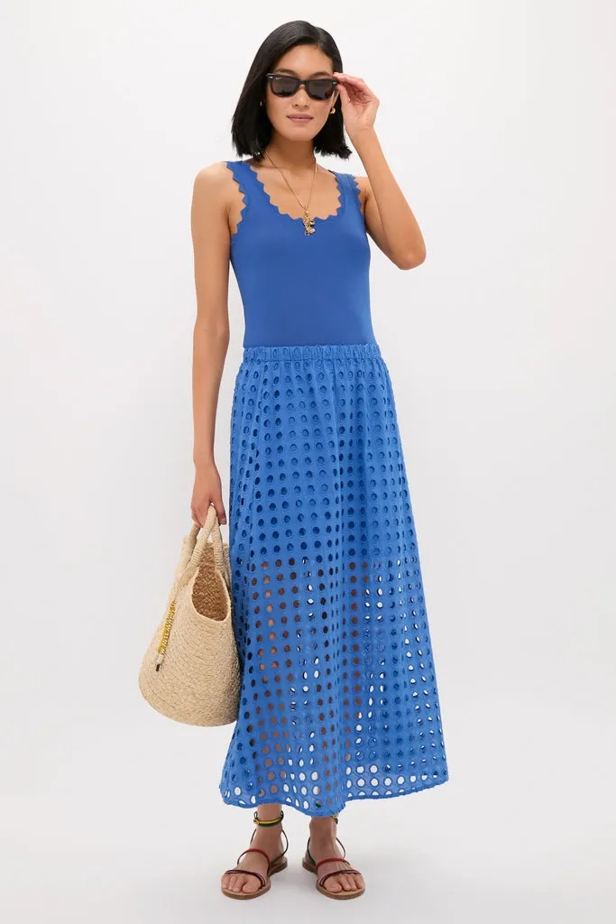 Cobalt Blue Cotton Eyelet Eve Skirt sold by Tuckernuck product image thumbnail 2