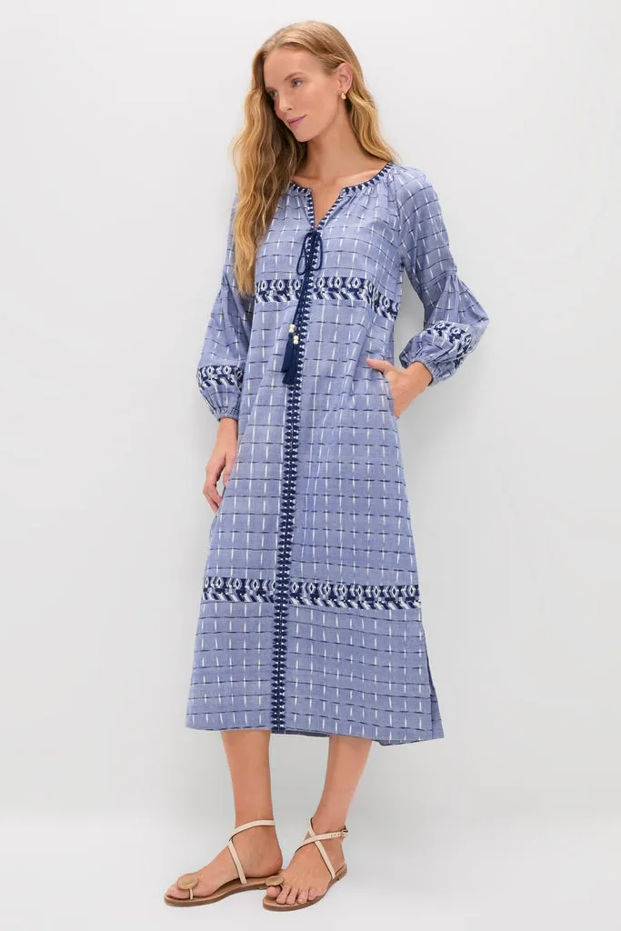 Azure Ikat Embroidered Wynne Dress sold by Tuckernuck
