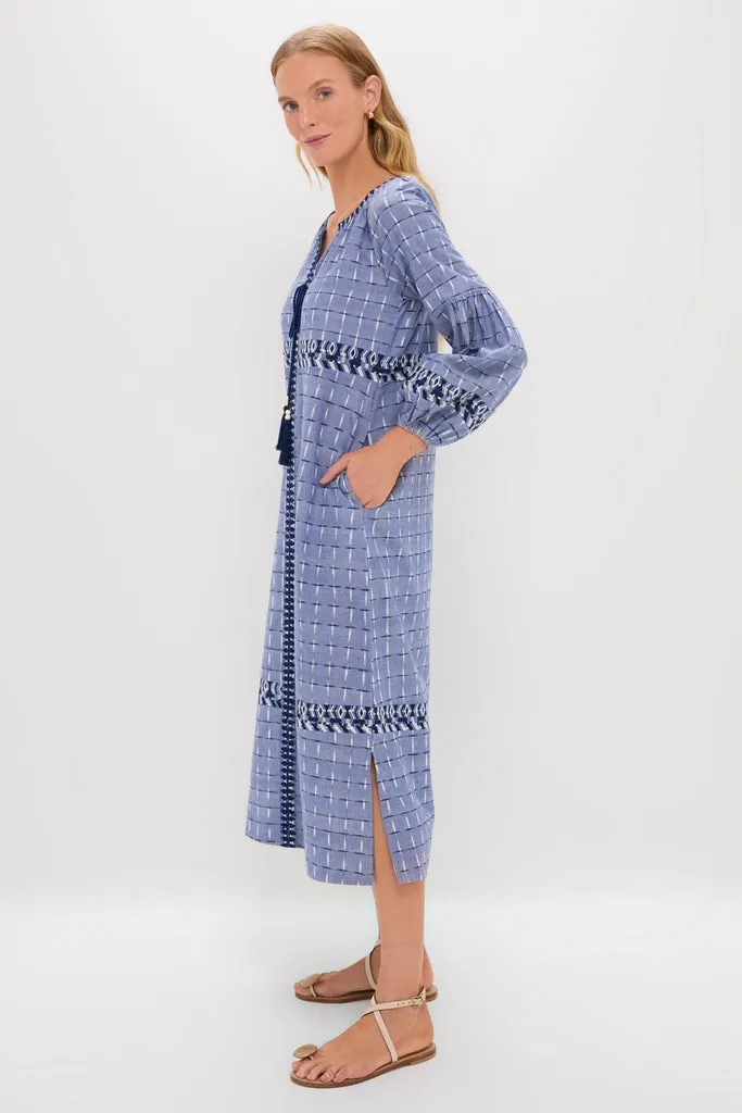 Azure Ikat Embroidered Wynne Dress sold by Tuckernuck product image thumbnail 3
