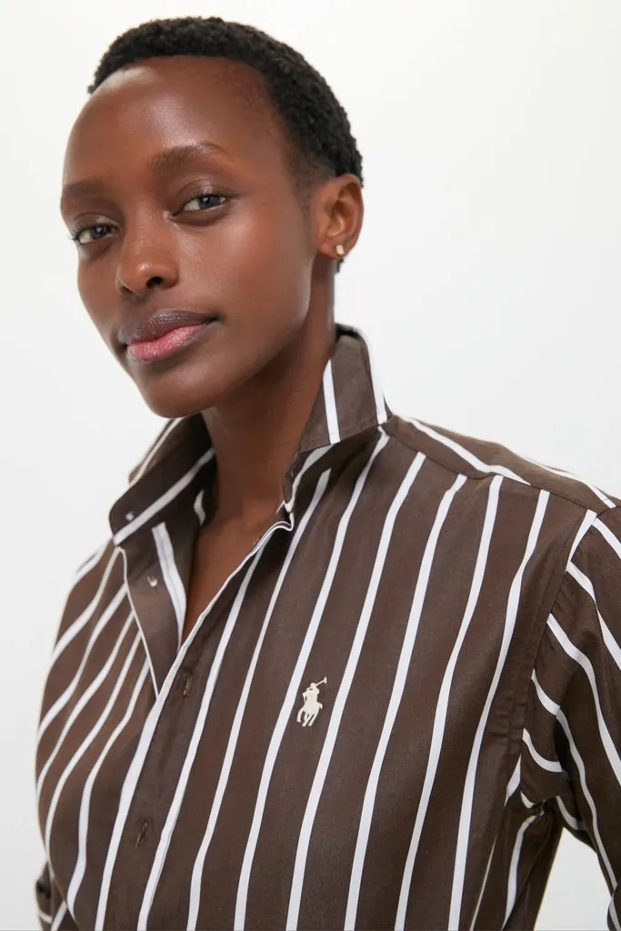 Dark Brown and White Stripe Long Sleeve Button Down sold by Tuckernuck product image thumbnail 5