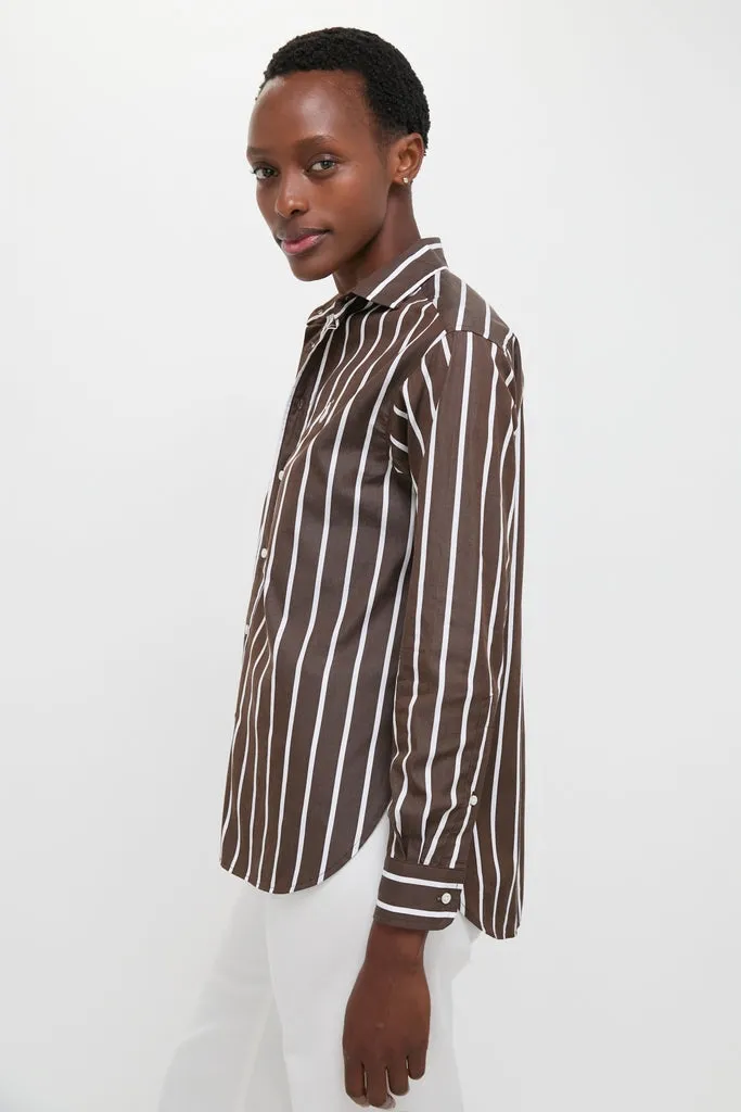 Dark Brown and White Stripe Long Sleeve Button Down sold by Tuckernuck product image thumbnail 3