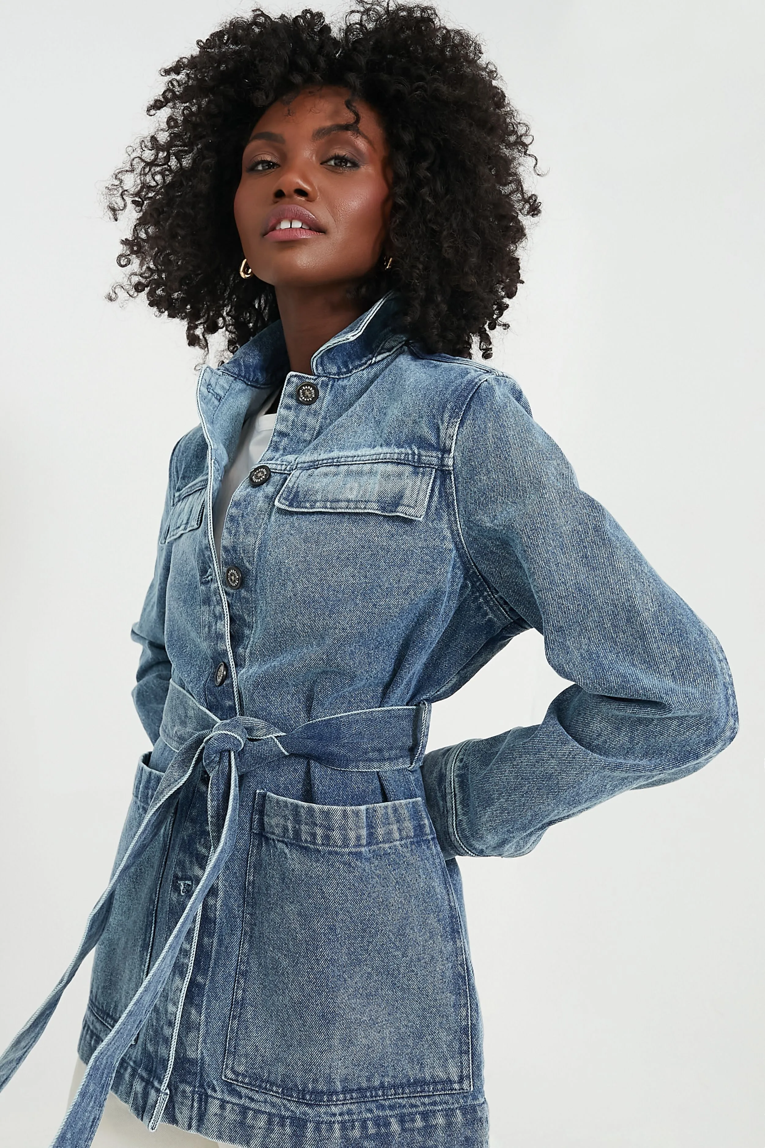 Indigo Chambray Macy Overshirt sold by Tuckernuck