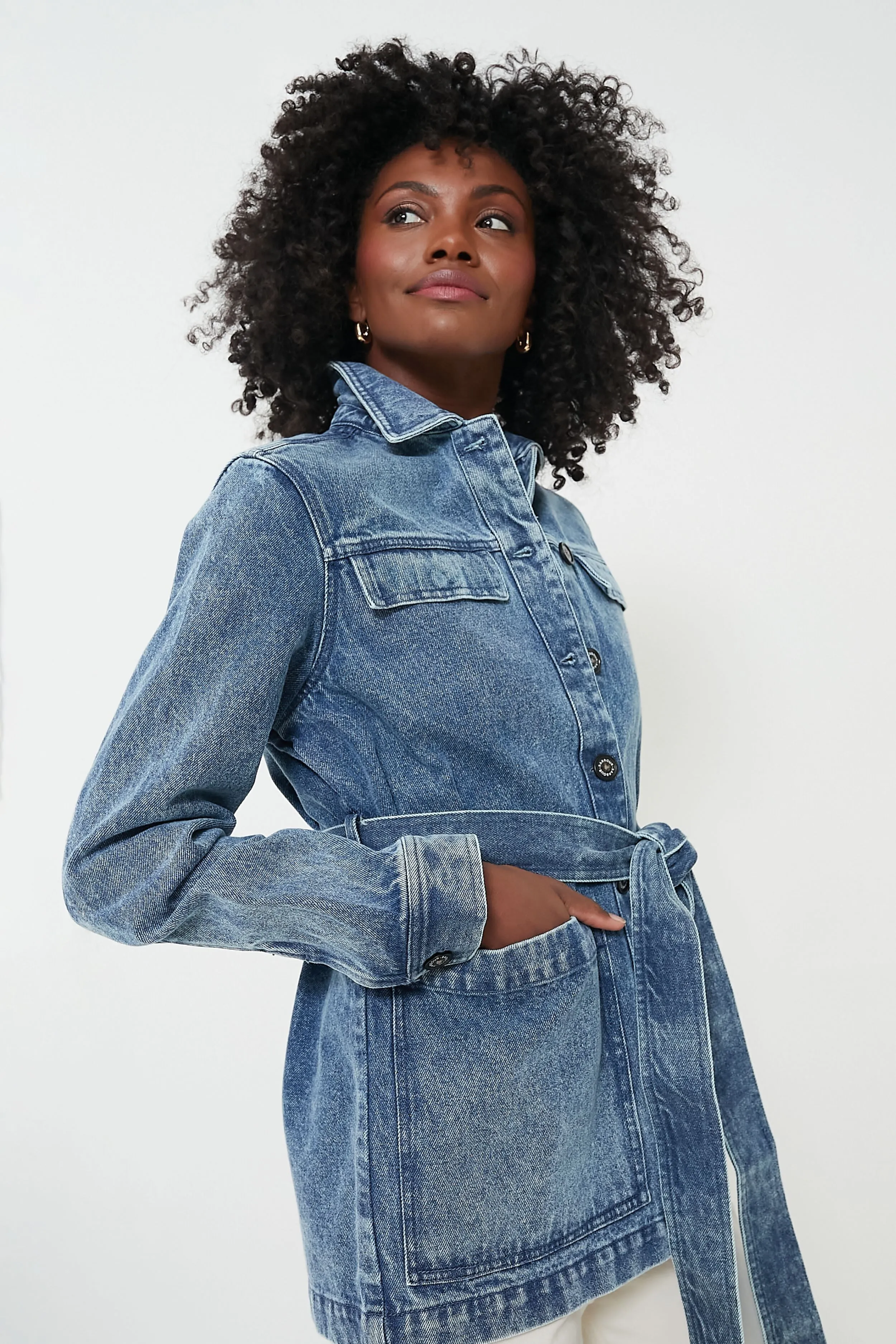 Indigo Chambray Macy Overshirt sold by Tuckernuck product image thumbnail 3