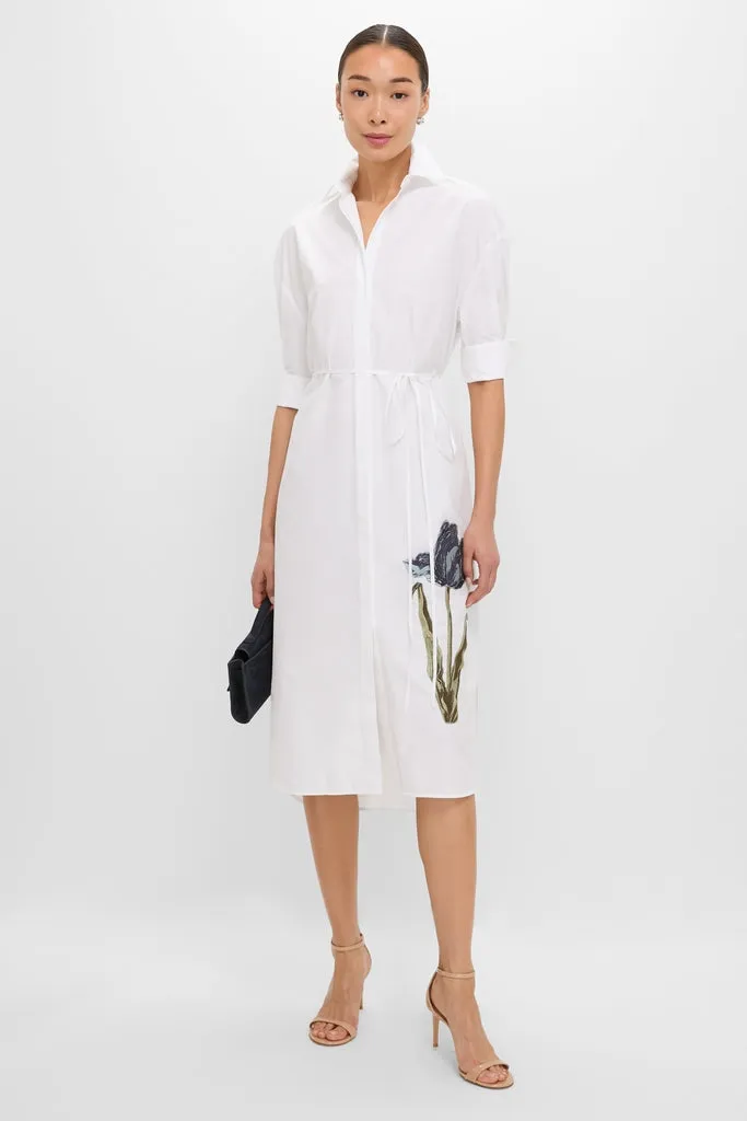 White Long Sleeve Midi Shirt Dress sold by Tuckernuck product image thumbnail 3
