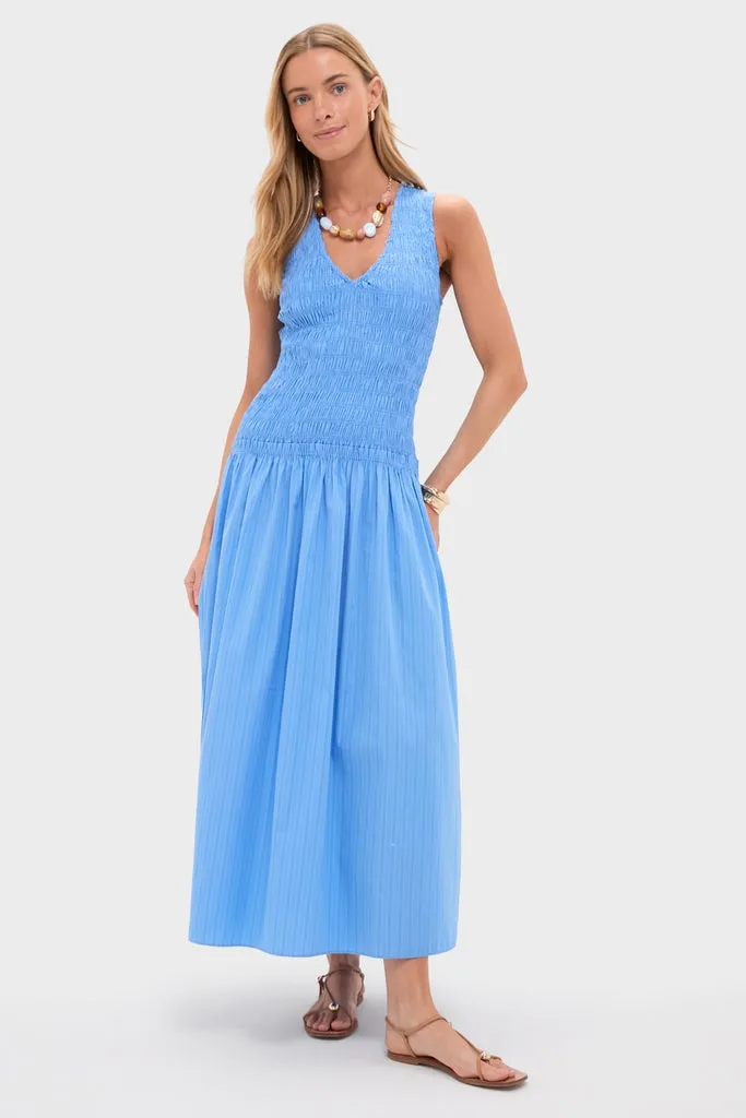 Azul Mico Pinstripe Palomar Midi Dress sold by Tuckernuck