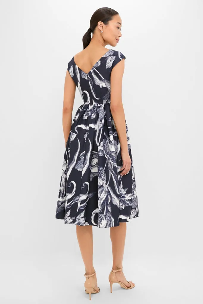 Botanical Engraving Midnight Boat Neck Midi Dress sold by Tuckernuck product image thumbnail 4