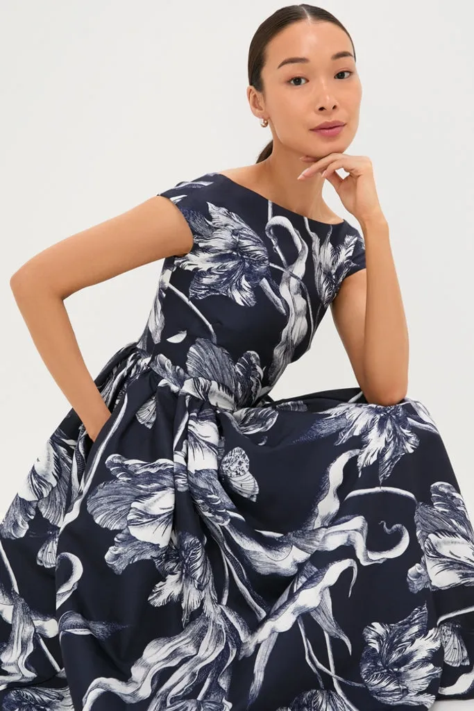 Botanical Engraving Midnight Boat Neck Midi Dress sold by Tuckernuck product image thumbnail 5
