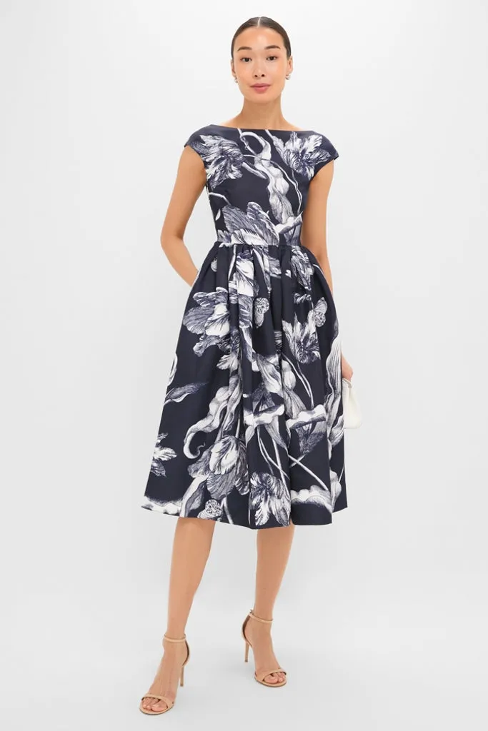 Botanical Engraving Midnight Boat Neck Midi Dress sold by Tuckernuck product image thumbnail 2