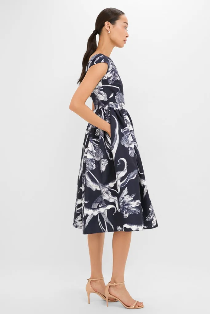 Botanical Engraving Midnight Boat Neck Midi Dress sold by Tuckernuck product image thumbnail 3