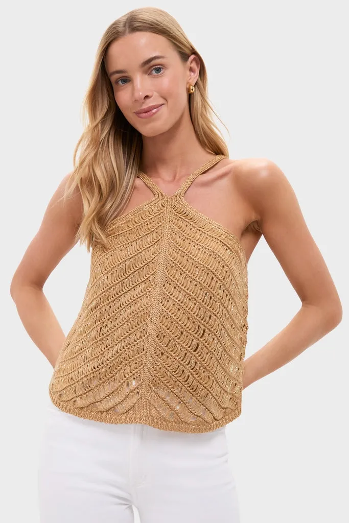 Gold Knit Halter Top sold by Tuckernuck