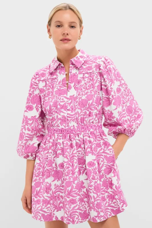 Pink Floral Embroidery Lola Mini Shirt Dress sold by Tuckernuck