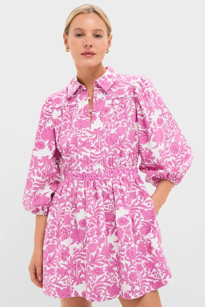 Pink Floral Embroidery Lola Mini Shirt Dress sold by Tuckernuck