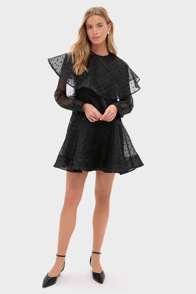 Black Flocked Organza Mini Dress sold by Tuckernuck product image thumbnail 3
