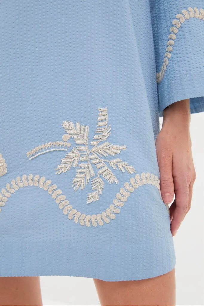 Blue Seersucker Embroidered Marcelle Dress sold by Tuckernuck product image thumbnail 2