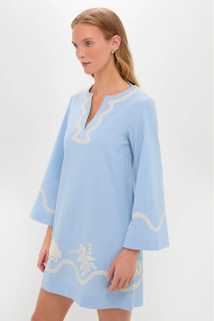 Blue Seersucker Embroidered Marcelle Dress sold by Tuckernuck product image thumbnail 4