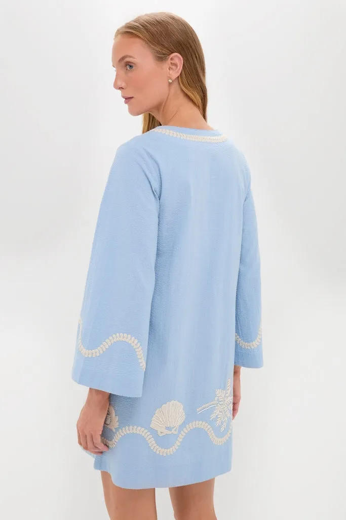 Blue Seersucker Embroidered Marcelle Dress sold by Tuckernuck product image thumbnail 5