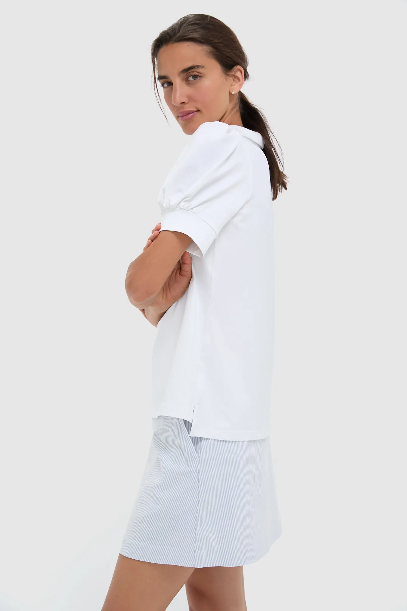 White Puff Sleeve Performance Jersey Caroline Polo sold by Tuckernuck product image thumbnail 3