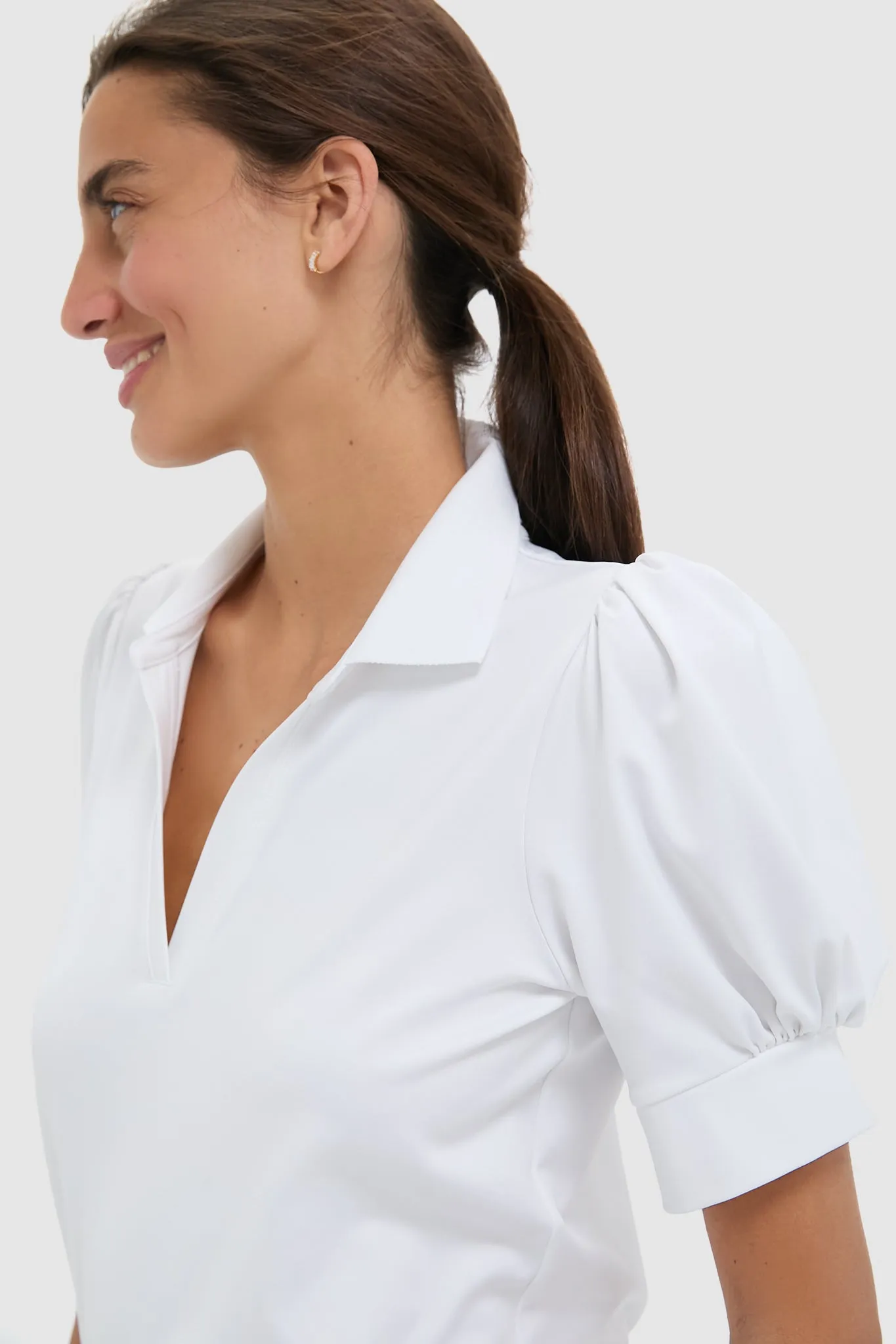 White Puff Sleeve Performance Jersey Caroline Polo sold by Tuckernuck product image thumbnail 5