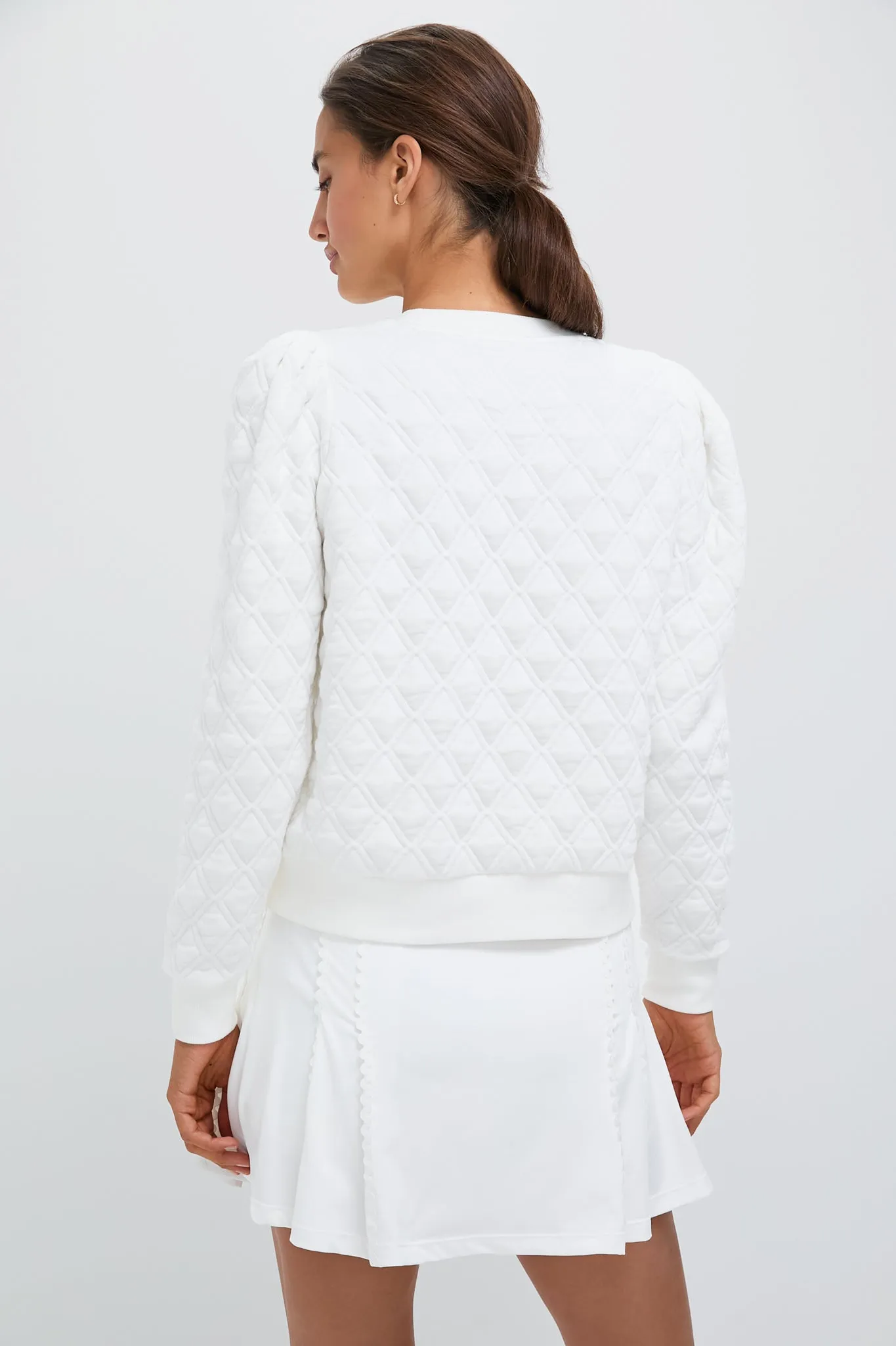 White Puff Sleeve Quilted Stretch Campbell Pullover sold by Tuckernuck product image thumbnail 5