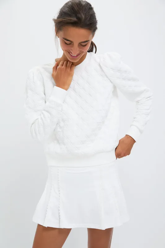 White Puff Sleeve Quilted Stretch Campbell Pullover sold by Tuckernuck