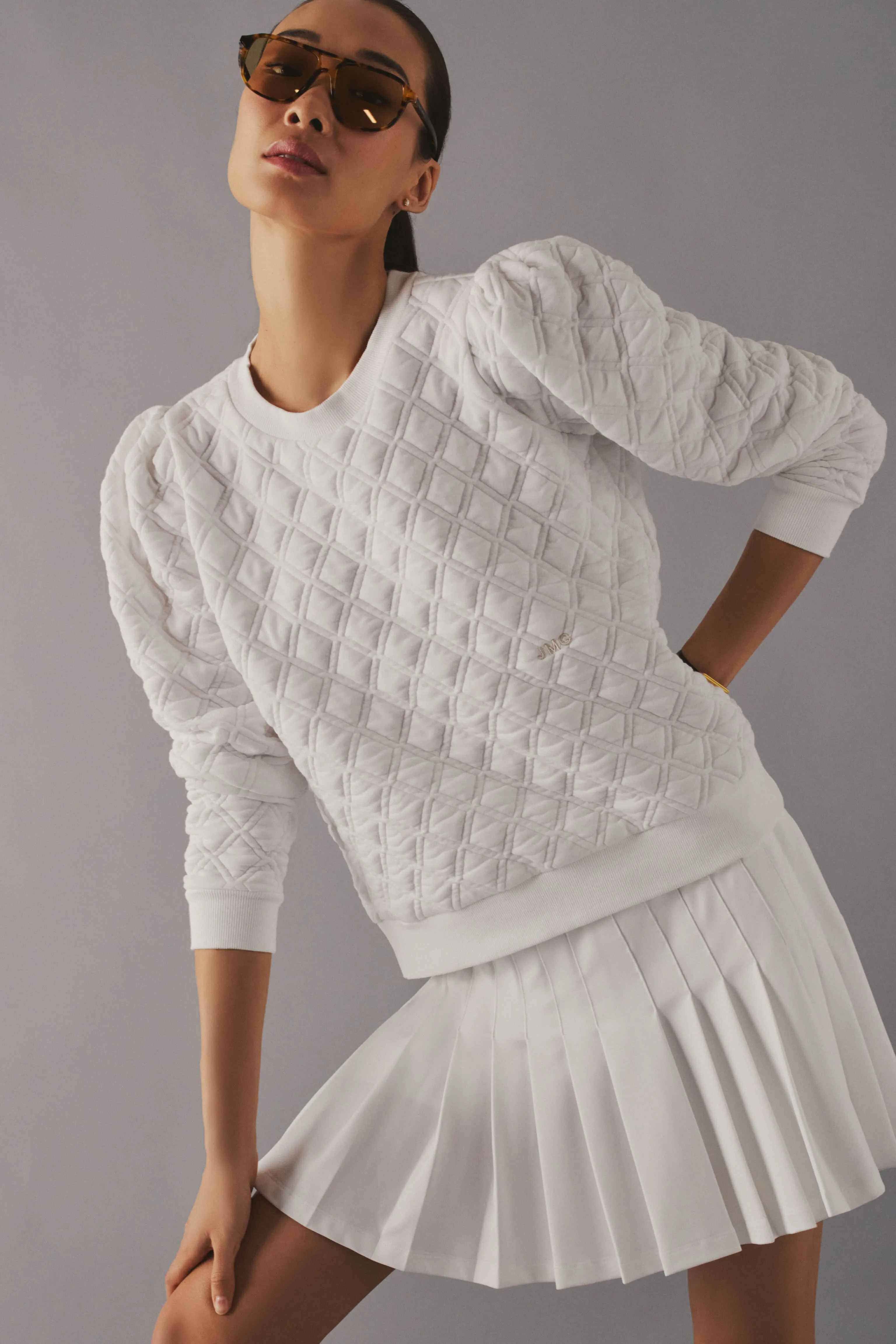 White Puff Sleeve Quilted Stretch Campbell Pullover sold by Tuckernuck product image thumbnail 2